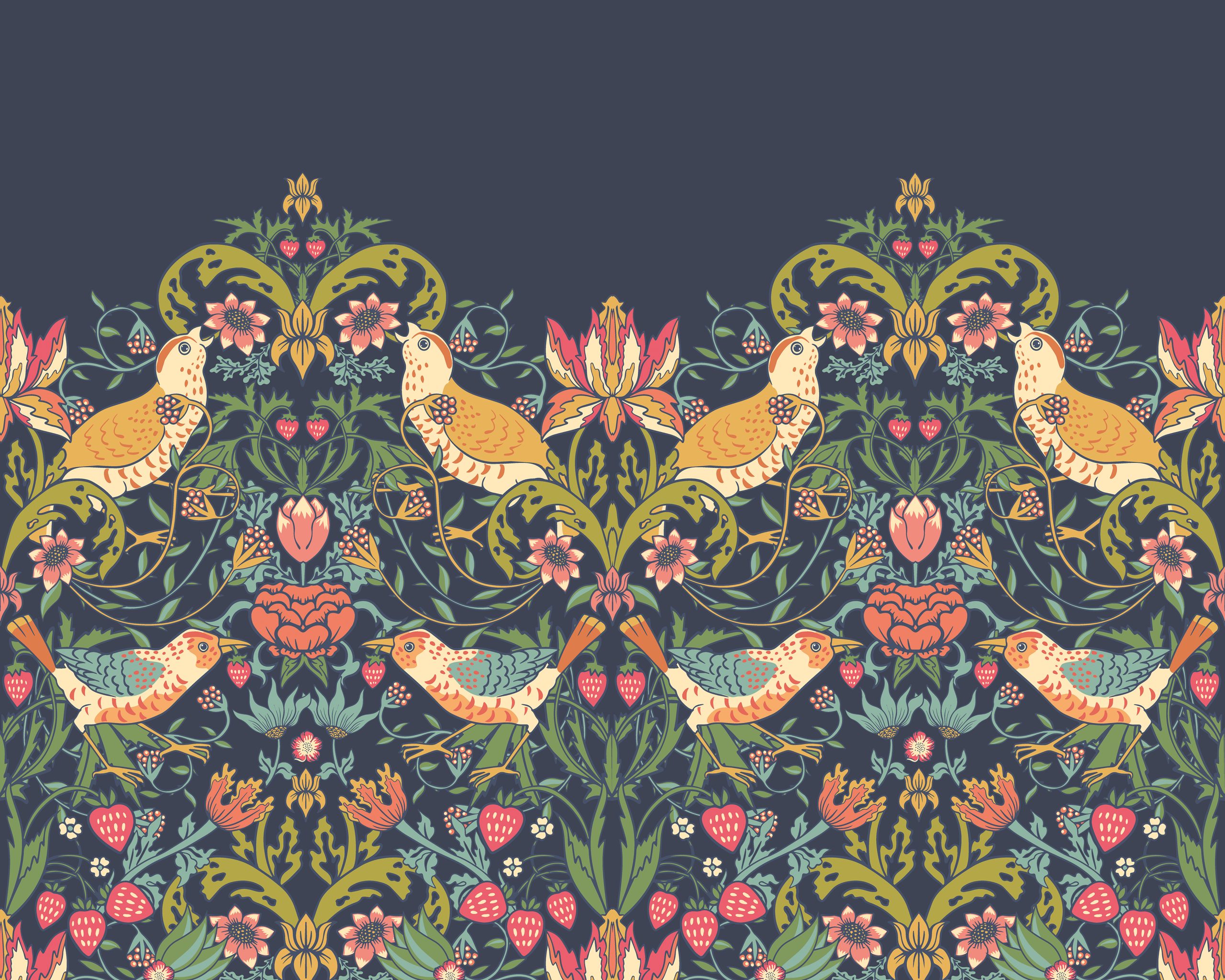 Cascada de Flores Frutales fondo azul - Imagen 3