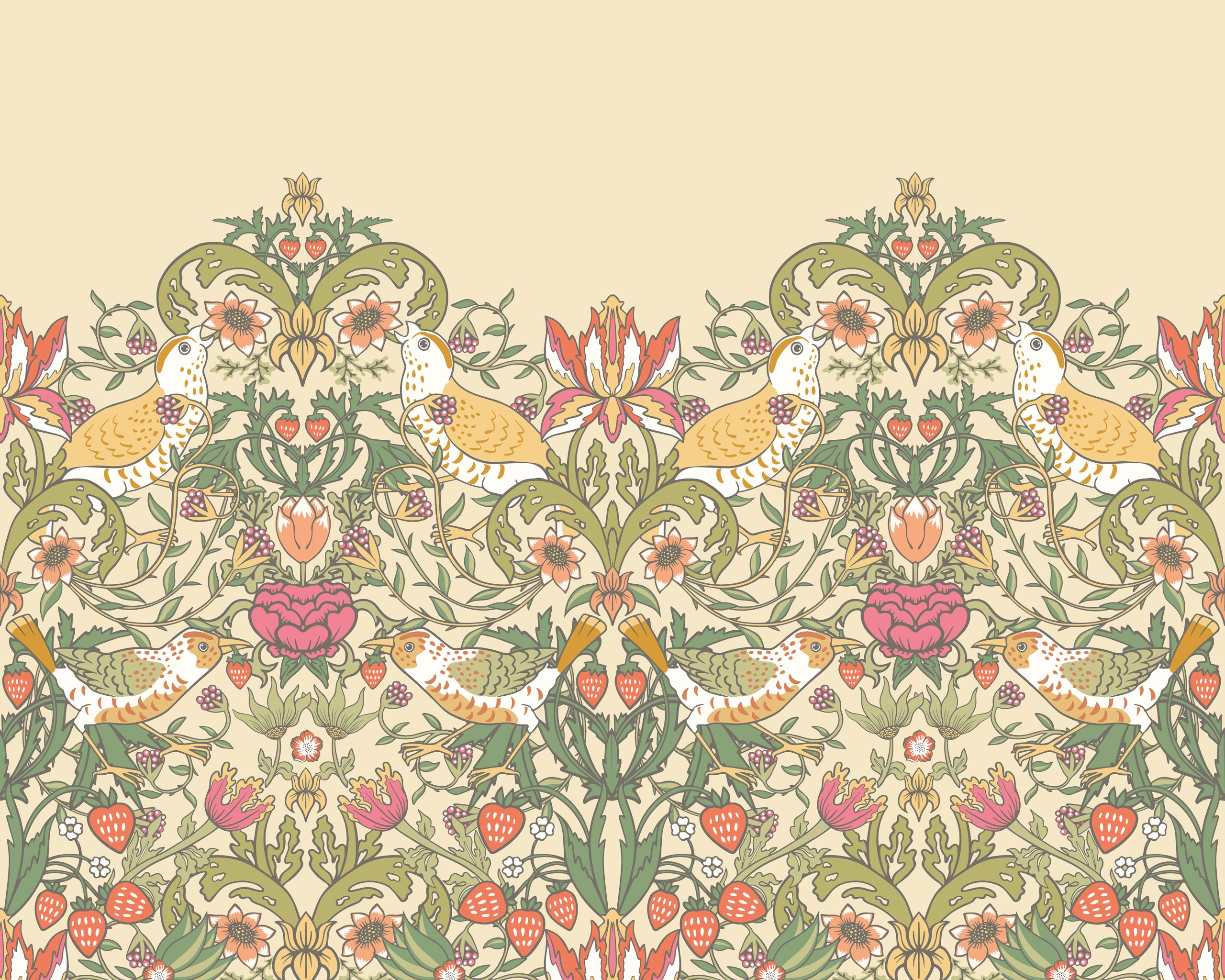 Cascada de Flores Frutales fondo amarillo - Imagen 3